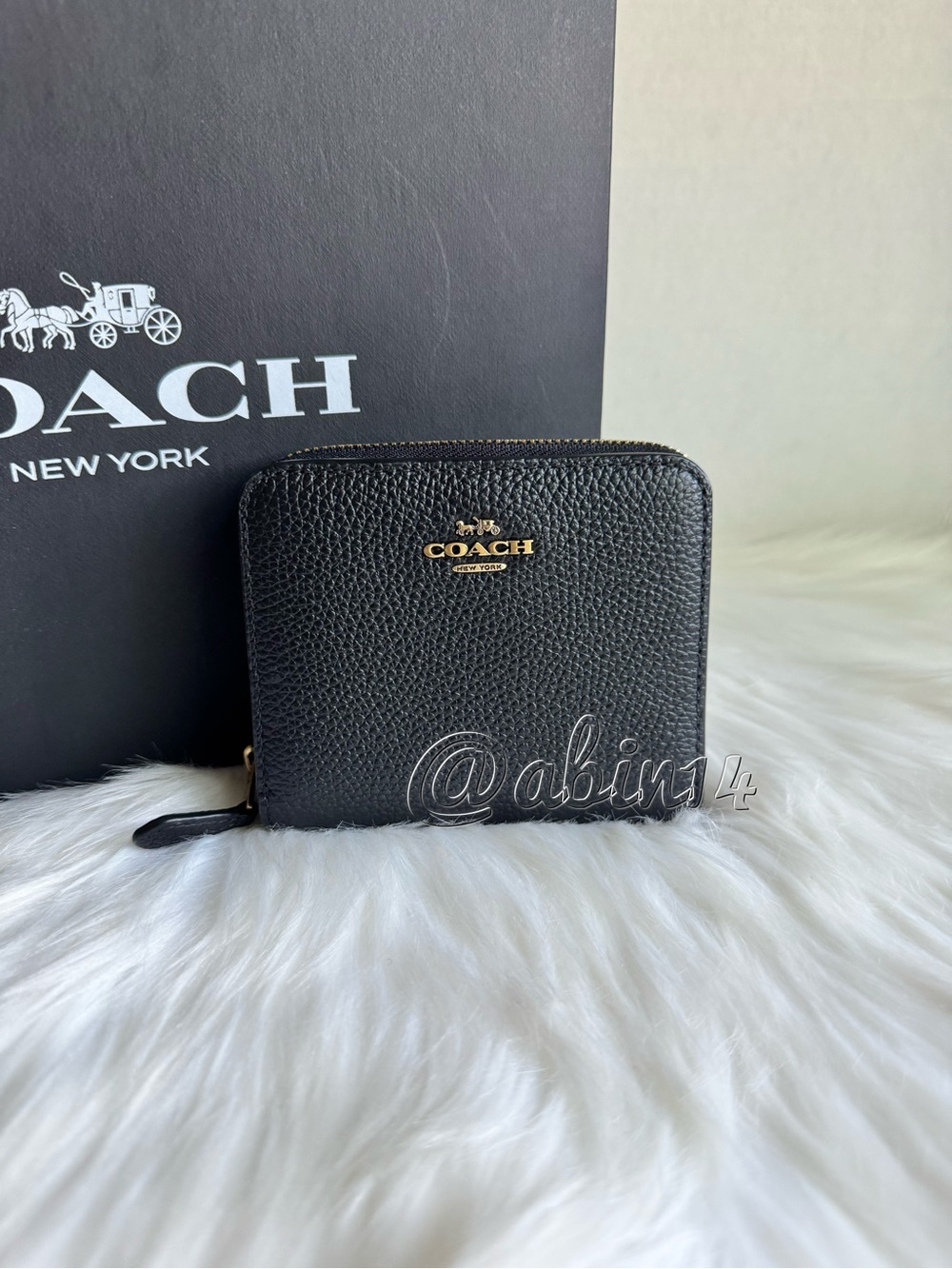 NWT Coach Black Leather Billfold Wallet